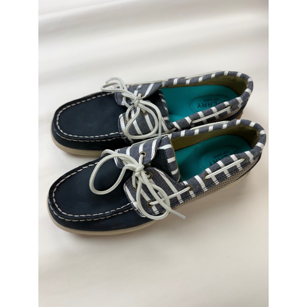 Sperry Top-Sider women's boat shoes Leather And Canvas Navy Shoes size 8
